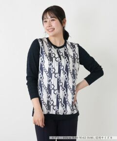 Leilian / レリアン ニット・セーター | チェーン柄切替クルーネックニット【ROCHAS Premiere】【RATTI】