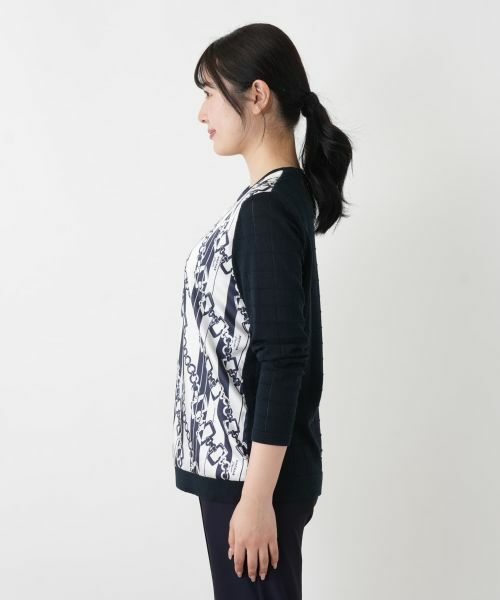 Leilian / レリアン ニット・セーター | チェーン柄切替クルーネックニット【ROCHAS Premiere】【RATTI】 | 詳細5