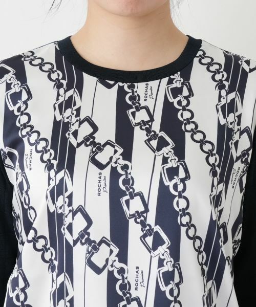 Leilian / レリアン ニット・セーター | チェーン柄切替クルーネックニット【ROCHAS Premiere】【RATTI】 | 詳細7