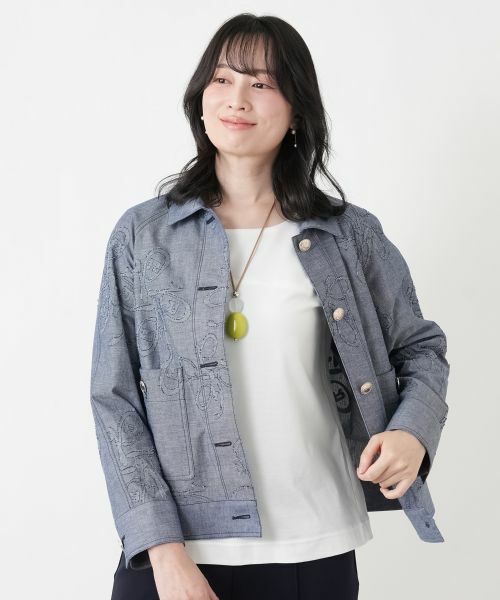 Leilian / レリアン テーラードジャケット | ボタニカル刺繍ジャケット【ROCHAS Premiere】 | 詳細1