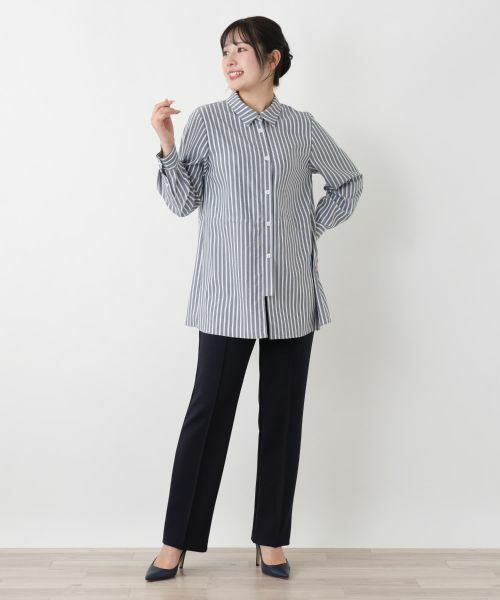 Leilian / レリアン シャツ・ブラウス | ストライプブラウジングブラウス【ROCHAS Premiere】 | 詳細1