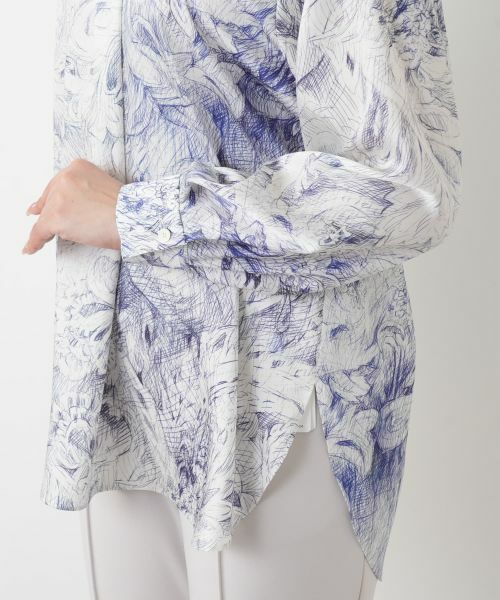 Leilian / レリアン シャツ・ブラウス | プリント比翼スキッパーブラウス【ROCHAS Premiere】【ERICA】 | 詳細10