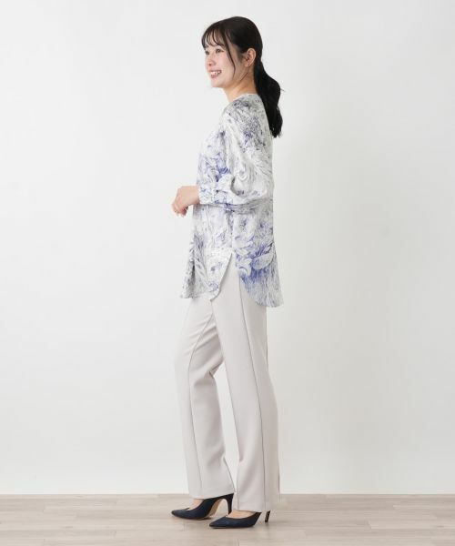 Leilian / レリアン シャツ・ブラウス | プリント比翼スキッパーブラウス【ROCHAS Premiere】【ERICA】 | 詳細2