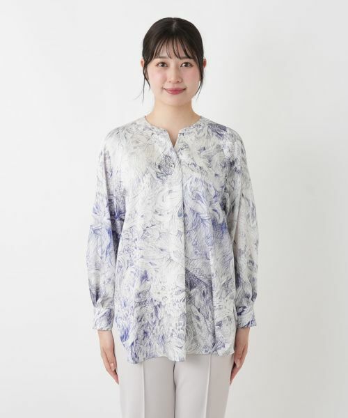 Leilian / レリアン シャツ・ブラウス | プリント比翼スキッパーブラウス【ROCHAS Premiere】【ERICA】 | 詳細4