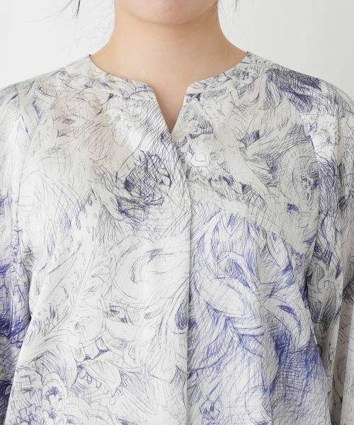 Leilian / レリアン シャツ・ブラウス | プリント比翼スキッパーブラウス【ROCHAS Premiere】【ERICA】 | 詳細7