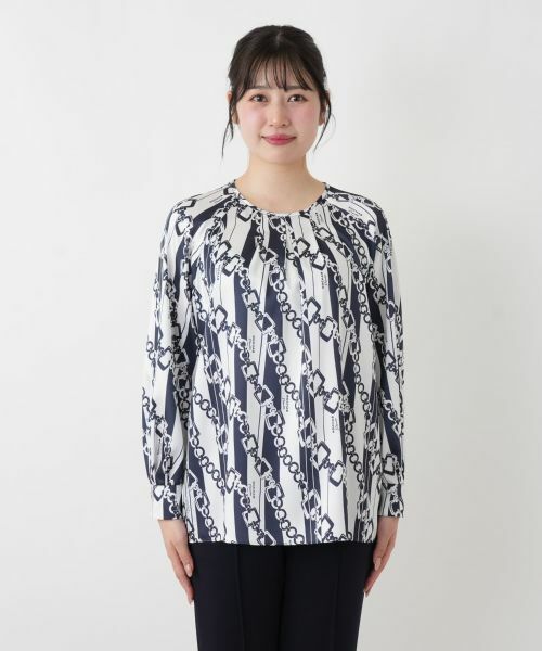 Leilian / レリアン シャツ・ブラウス | プリントタックブラウス【ROCHAS Premiere】【RATTI】 | 詳細8