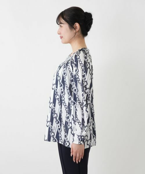 Leilian / レリアン シャツ・ブラウス | プリントタックブラウス【ROCHAS Premiere】【RATTI】 | 詳細9
