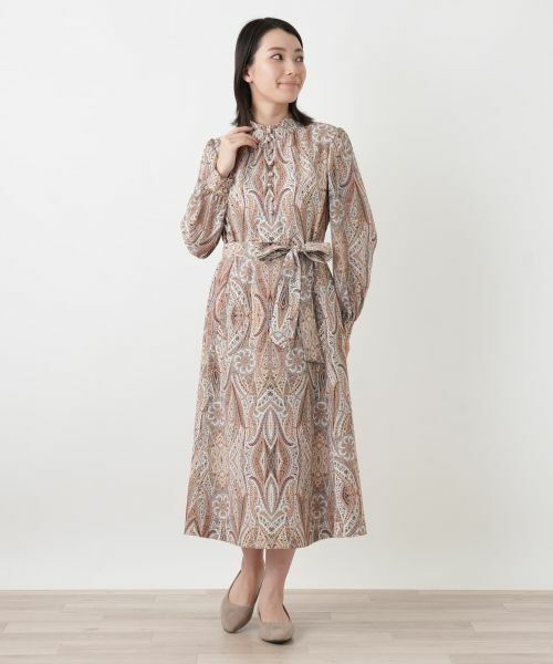 Leilian / レリアン ドレス | ペイズリー柄リボンワンピース【ROCHAS Premiere】【ERICA】 | 詳細1