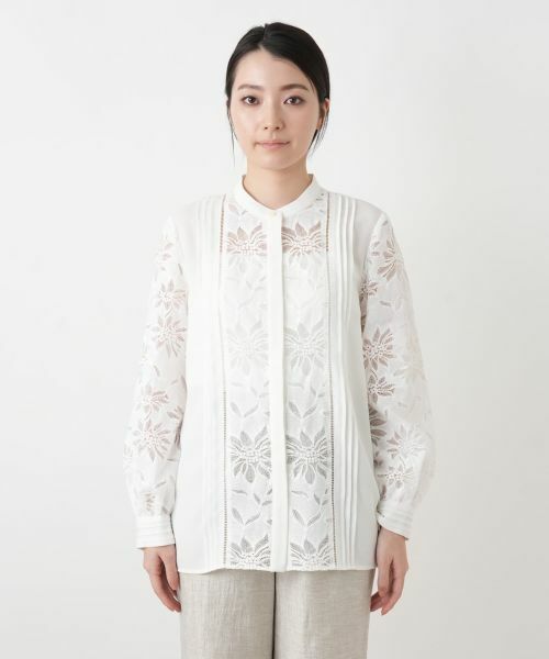 Leilian / レリアン シャツ・ブラウス | バンドカラーレースブラウス【ROCHAS Premiere】 | 詳細4