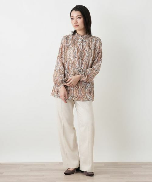 Leilian / レリアン シャツ・ブラウス | ペイズリー柄バンドカラーブラウス【ROCHAS Premiere】【ERICA】 | 詳細1