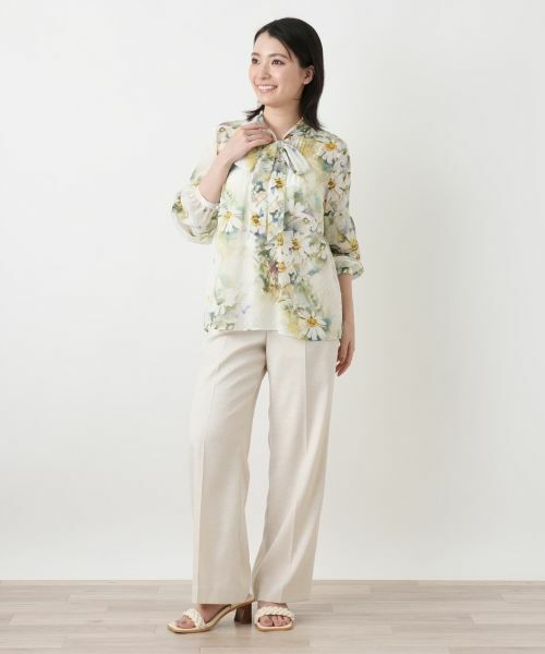 Leilian / レリアン シャツ・ブラウス | 花柄ボウタイブラウス【ROCHAS Premiere】 | 詳細1