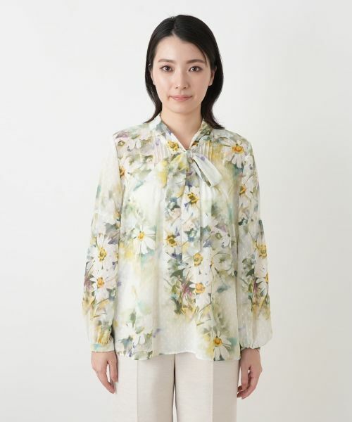 Leilian / レリアン シャツ・ブラウス | 花柄ボウタイブラウス【ROCHAS Premiere】 | 詳細4