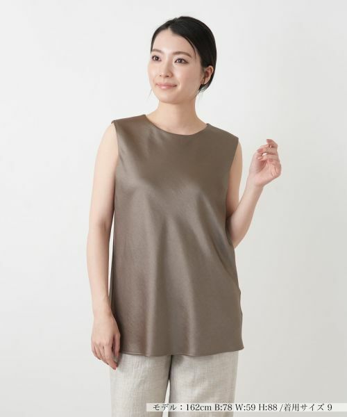 Leilian / レリアン シャツ・ブラウス | ノースリーブブラウス【ROCHAS Premiere】（ダークブラウン）