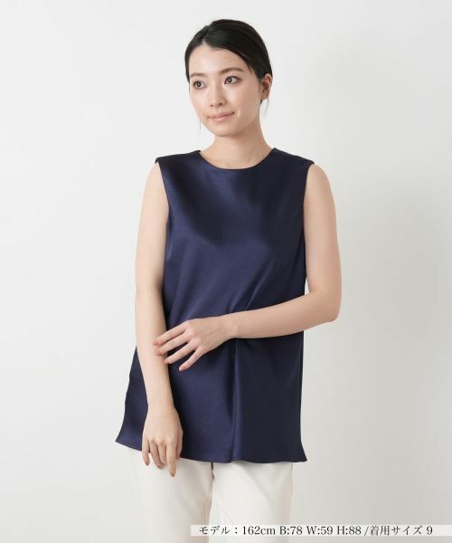 Leilian / レリアン シャツ・ブラウス | ノースリーブブラウス【ROCHAS Premiere】（ネイビー系）