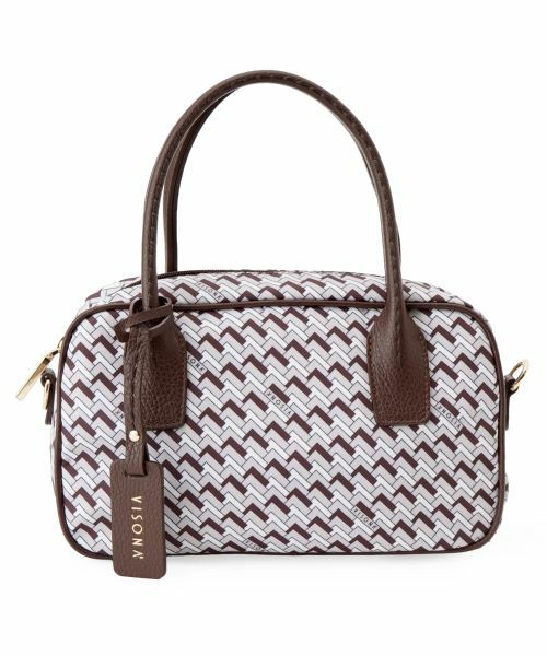 Leilian / レリアン ハンドバッグ | 2WAY幾何学柄ボストンバッグ（ブラウン）