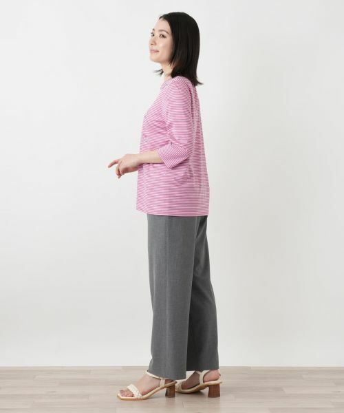 Leilian / レリアン カットソー | 刺繍ボーダー七分袖カットソー | 詳細11