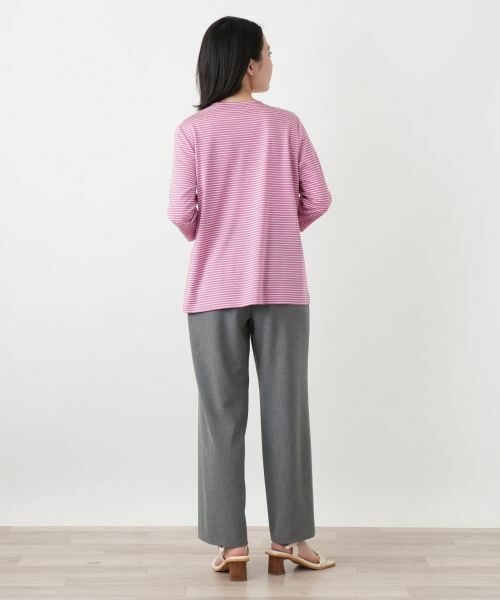 Leilian / レリアン カットソー | 刺繍ボーダー七分袖カットソー | 詳細12