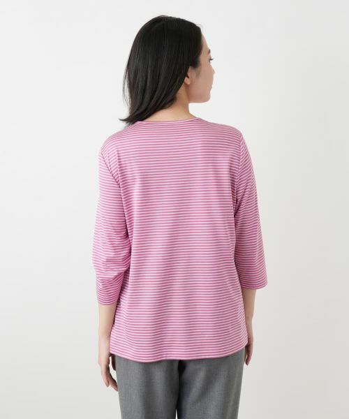 Leilian / レリアン カットソー | 刺繍ボーダー七分袖カットソー | 詳細15