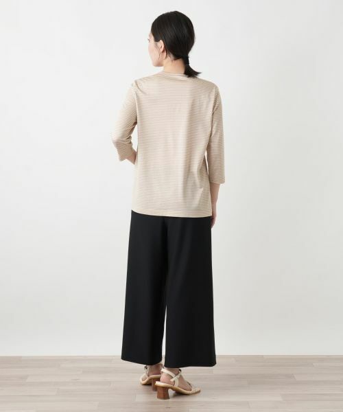 Leilian / レリアン カットソー | 刺繍ボーダー七分袖カットソー | 詳細3