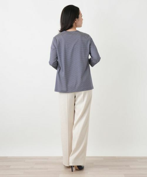 Leilian / レリアン カットソー | 刺繍ボーダー七分袖カットソー | 詳細6