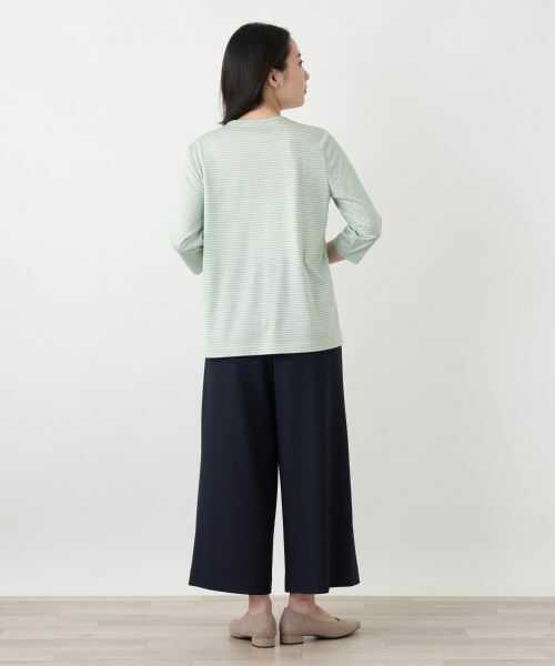 Leilian / レリアン カットソー | 刺繍ボーダー七分袖カットソー | 詳細9