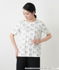 Leilian / レリアン Tシャツ | プリントクルーネックカットソー【ROCHAS Premiere】