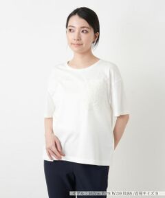 Leilian / レリアン Tシャツ | レースクルーネックカットソー【ROCHAS Premiere】