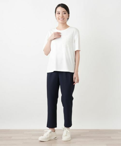 Leilian / レリアン Tシャツ | レースクルーネックカットソー【ROCHAS Premiere】 | 詳細1