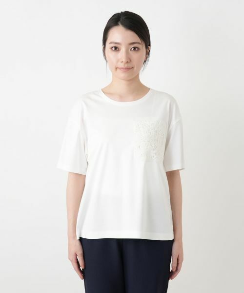 Leilian / レリアン Tシャツ | レースクルーネックカットソー【ROCHAS Premiere】 | 詳細4
