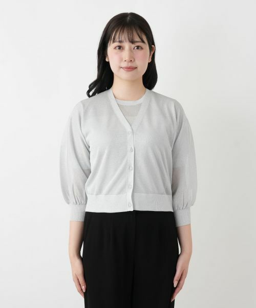 Leilian / レリアン カーディガン・ボレロ | ラメバルーンスリーブカーディガン | 詳細7