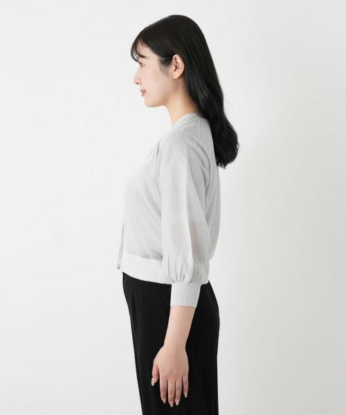 Leilian / レリアン カーディガン・ボレロ | ラメバルーンスリーブカーディガン | 詳細8
