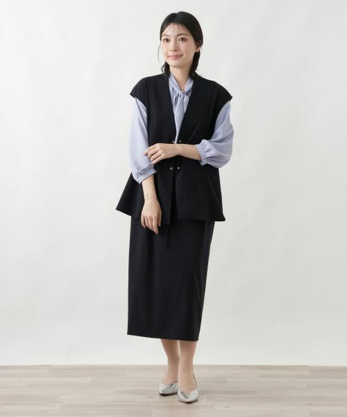 Leilian / レリアン テーラードジャケット | バックシャーリングVネックベスト | 詳細4