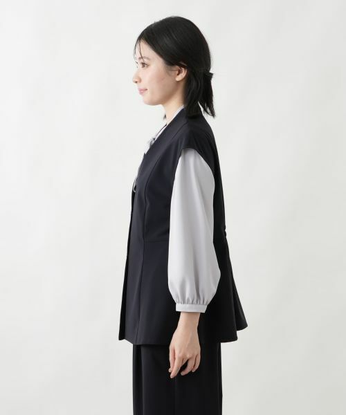 Leilian / レリアン テーラードジャケット | バックシャーリングVネックベスト | 詳細6