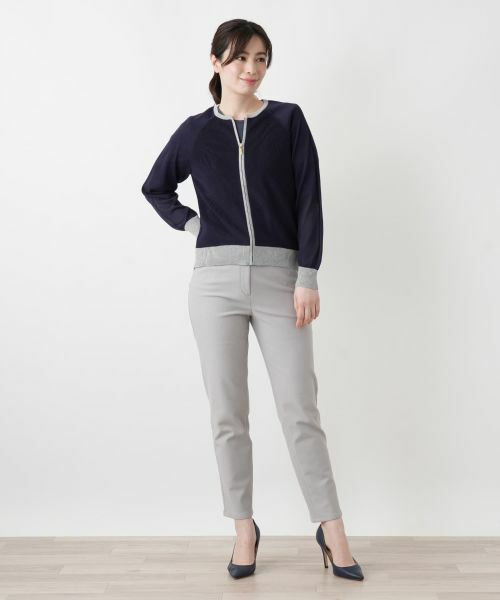 Leilian / レリアン カーディガン・ボレロ | ラメ配色ジップカーディガン | 詳細1