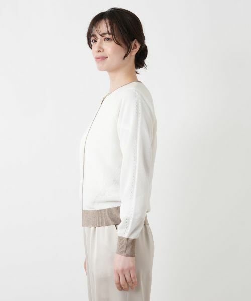 Leilian / レリアン カーディガン・ボレロ | ラメ配色ジップカーディガン | 詳細8