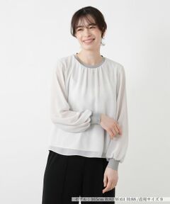 Leilian / レリアン カットソー | ラメニット切替ボリュームブラウス