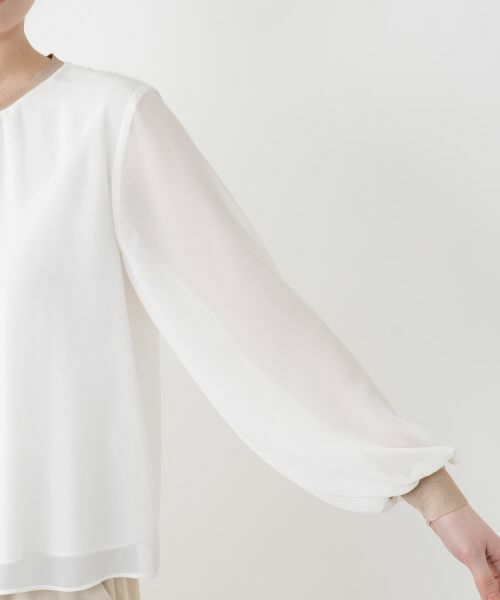 Leilian / レリアン カットソー | ラメニット切替ボリュームブラウス | 詳細12