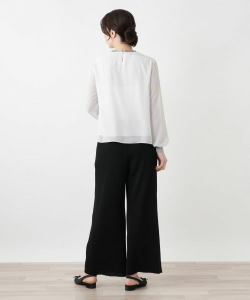 Leilian / レリアン カットソー | ラメニット切替ボリュームブラウス | 詳細3