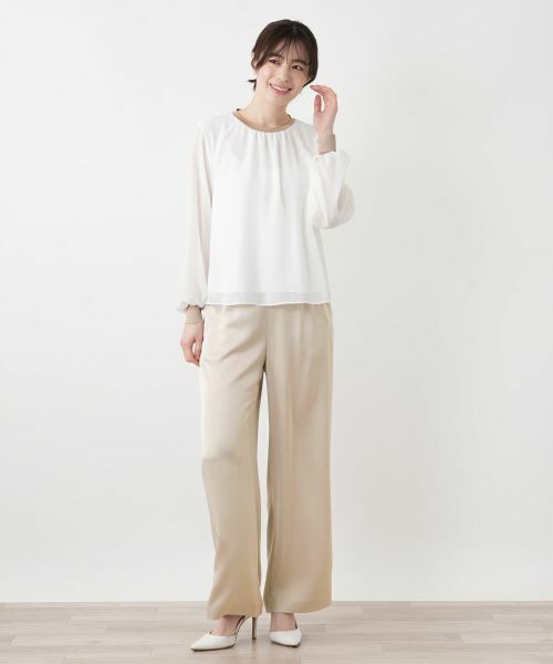 Leilian / レリアン カットソー | ラメニット切替ボリュームブラウス | 詳細4