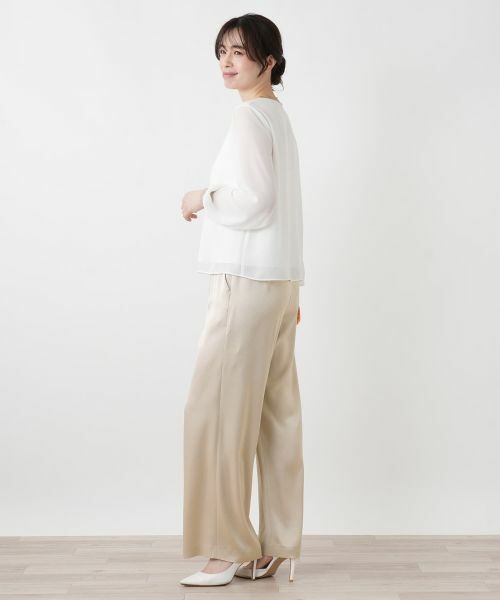 Leilian / レリアン カットソー | ラメニット切替ボリュームブラウス | 詳細5