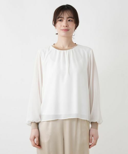 Leilian / レリアン カットソー | ラメニット切替ボリュームブラウス | 詳細7