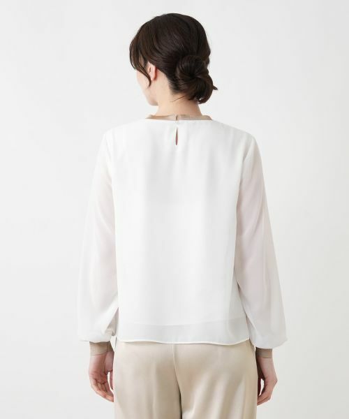 Leilian / レリアン カットソー | ラメニット切替ボリュームブラウス | 詳細9