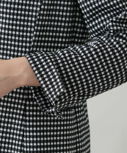 Leilian / レリアン テーラードジャケット | 洗えるギンガムチェックノーカラージャケット | 詳細11