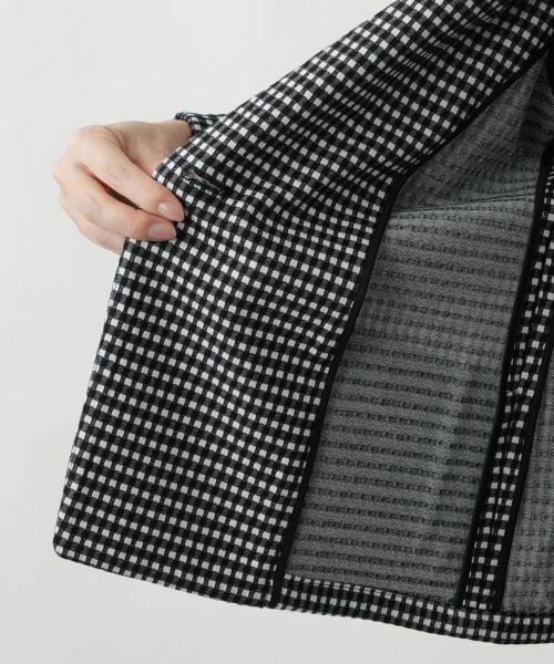 Leilian / レリアン テーラードジャケット | 洗えるギンガムチェックノーカラージャケット | 詳細14