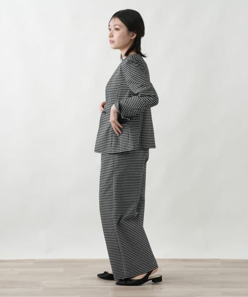 Leilian / レリアン テーラードジャケット | 洗えるギンガムチェックノーカラージャケット | 詳細2
