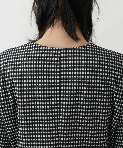 Leilian / レリアン テーラードジャケット | 洗えるギンガムチェックノーカラージャケット | 詳細8