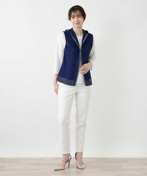 Leilian / レリアン テーラードジャケット | フーデッドラメニットベスト | 詳細1