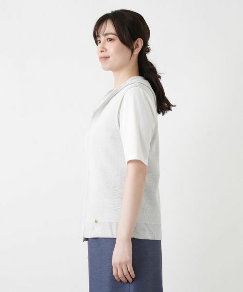 Leilian / レリアン テーラードジャケット | フーデッドラメニットベスト | 詳細8