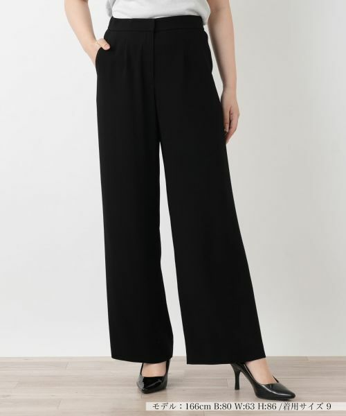 Leilian / レリアン その他パンツ | タックストレートパンツ（ブラック）