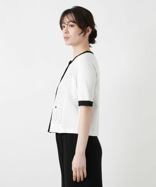 Leilian / レリアン カーディガン・ボレロ | ツイード切替クルーネックカーディガン | 詳細5